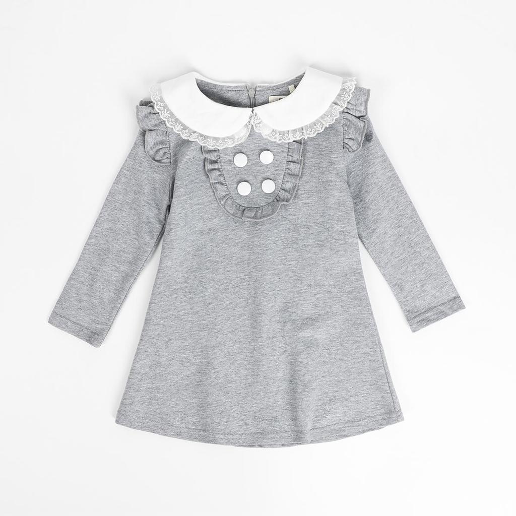 YUBAOBEI Spring Cotton Girl Korean Doll Collar Long Sleeved Casual Girls A-line Mini Dress Kids Clothing