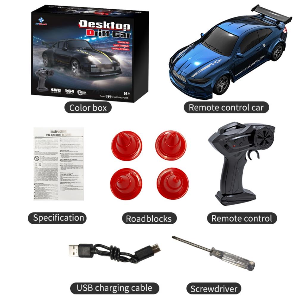 KF20 1:64 RC Drift Car 2.4G High-Speed Racing Car Four-Wheel Mini Desktop Remote Control Car Electric Toy Electric Toy Kids