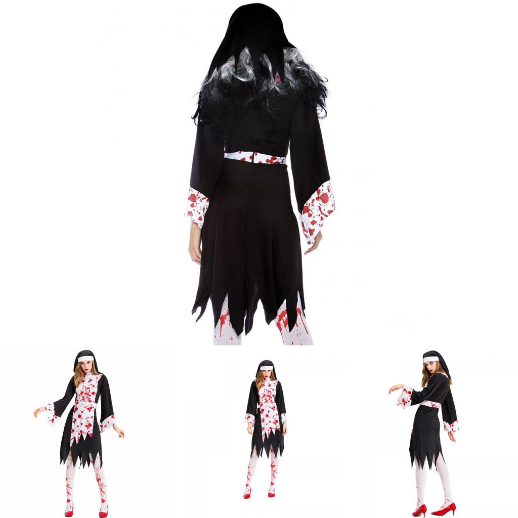 Scary Halloween Horror Nun Ghost Cosplay Costume For Women