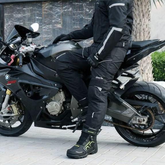Rutschfeste Motorrad-Stiefel für Herren mit Gummisohle und Mikrofaser für Sport und Schutz