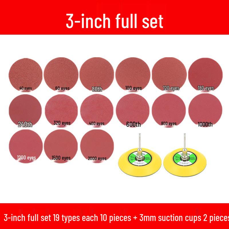 Round Self-Adhesive Sanding Discs Set: 1-4 Inch Polishing Pads for Glass Grinding