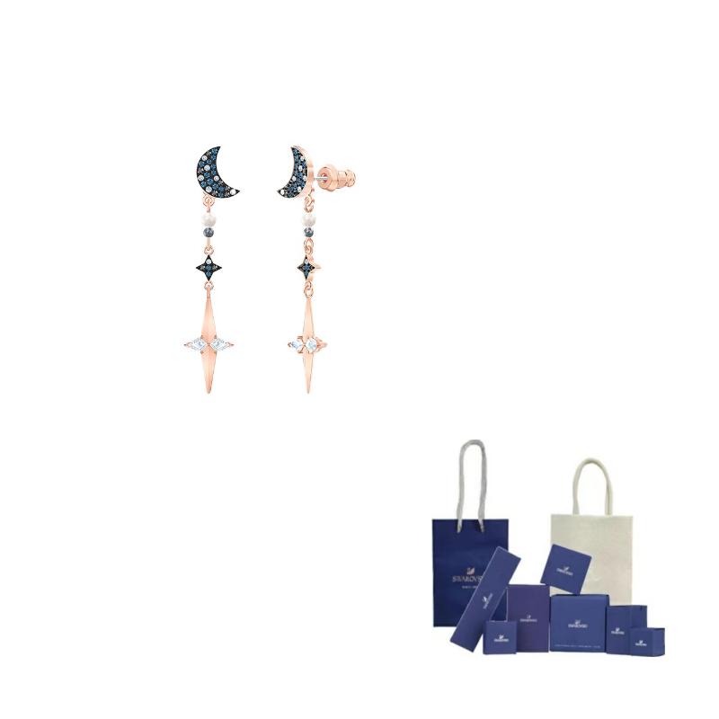 Swarovski Symbolica Artificial Crystal Earrings Womens Blue Original Box And Original Bag Packaging