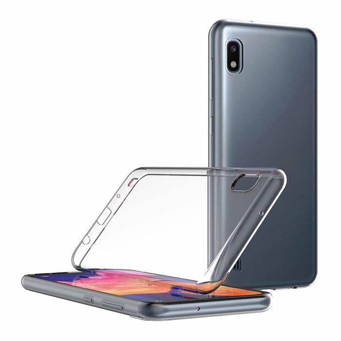Case and Neck Strap for Samsung Galaxy A10 - Transparent Soft TPU Adjustable Black Cord Phonillico®