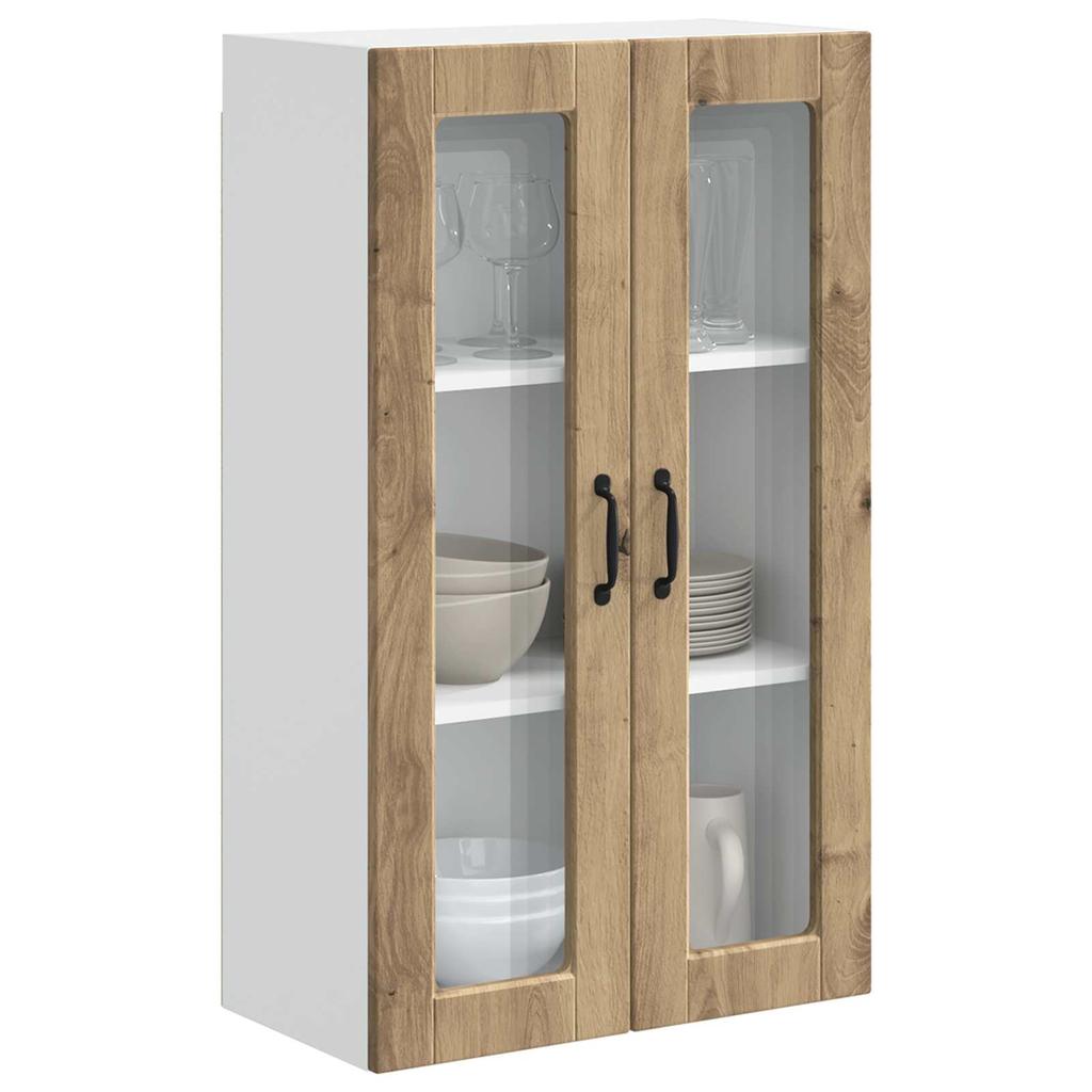 Wall Mounted Glass Cabinet PORTO Artisan Oak 60 x 31 x 100 cm