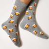 1 Pair Men's Fun Hip Hop Skateboard Beer Happy Art Print Mid Socks, EU38-46