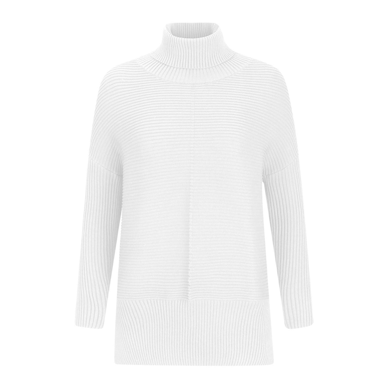 

Женский однотонный свитер с высоким воротом, свободный, с рукавами «летучая мышь», стильный пуловер XL белый