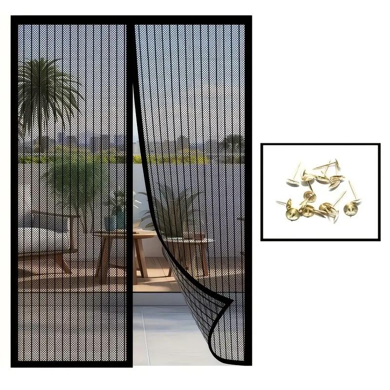 

Легко устанавливаемая магнитная москитная сетка для притока свежего воздуха, самозакрывающаяся сетчатая штора повышенной прочности для всех сезонов, декор для спальни и дома чёрный