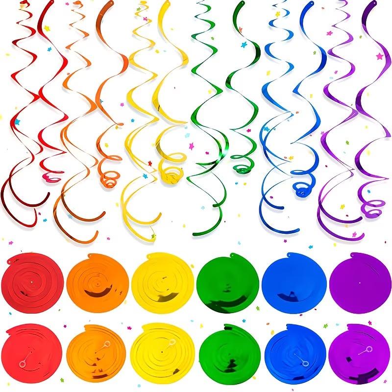 6 Stück/Set Pastellfarbene Hängende Spiralen Partydekorationen, Plastik Geburtstag Girlanden Cocomelon Hochzeit Osterfeier