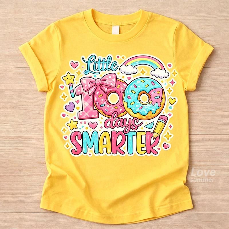 

Casual Happy 100 Days Of School Pattern Print Girls Tshirt Fashion Harajuku Kawaii Kids Clothes 2026 Summer Tshirt white Tops 160 жовтий
