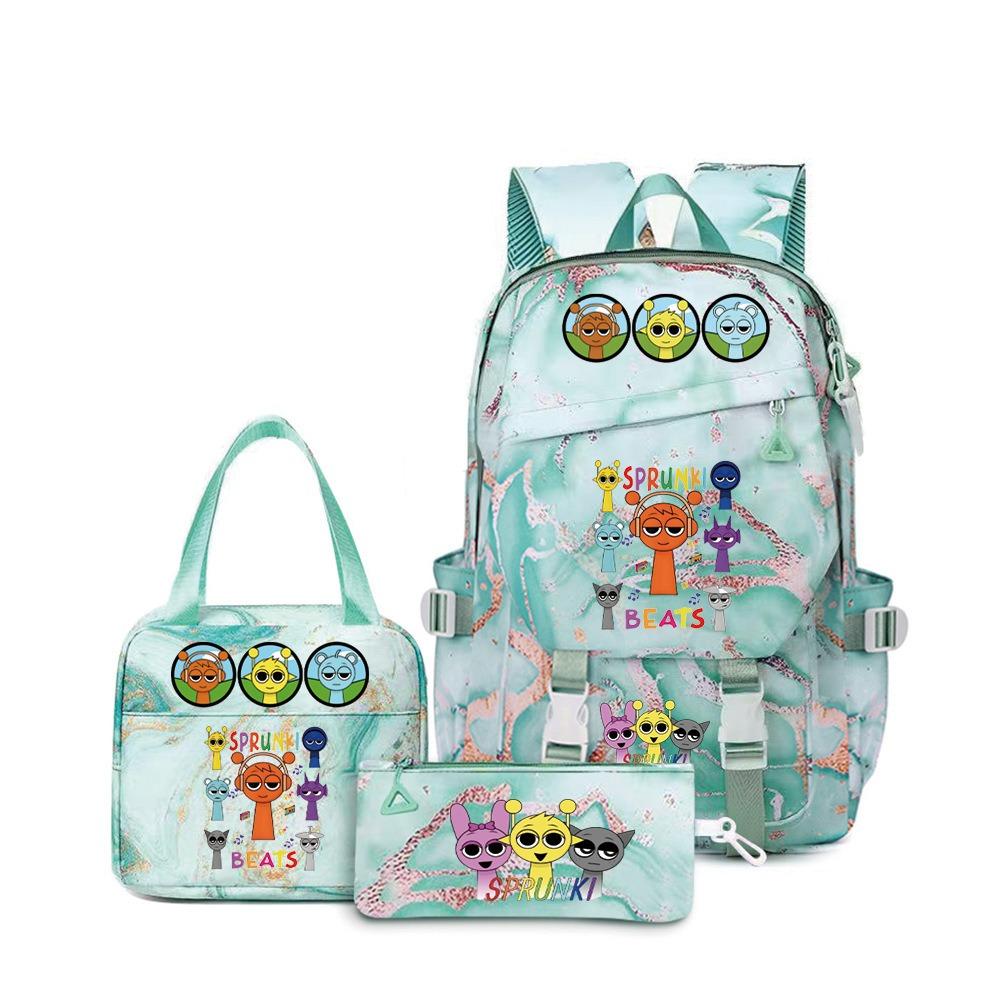 New rhythm box music game schoolbag backpack pencil bag three-piece set student heat transfer backpack