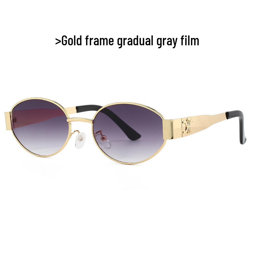 Trendy Oval Frame Metal Sunglasses 9521 - European & American Style