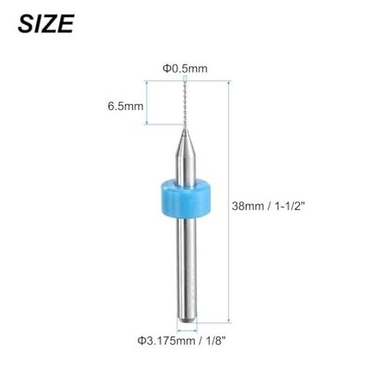 uxcell PCB drill bit 0.5mm tungsten carbide rotary tool jewelry CNC engraving printed circuit board micro 1 8 inch shank set 5