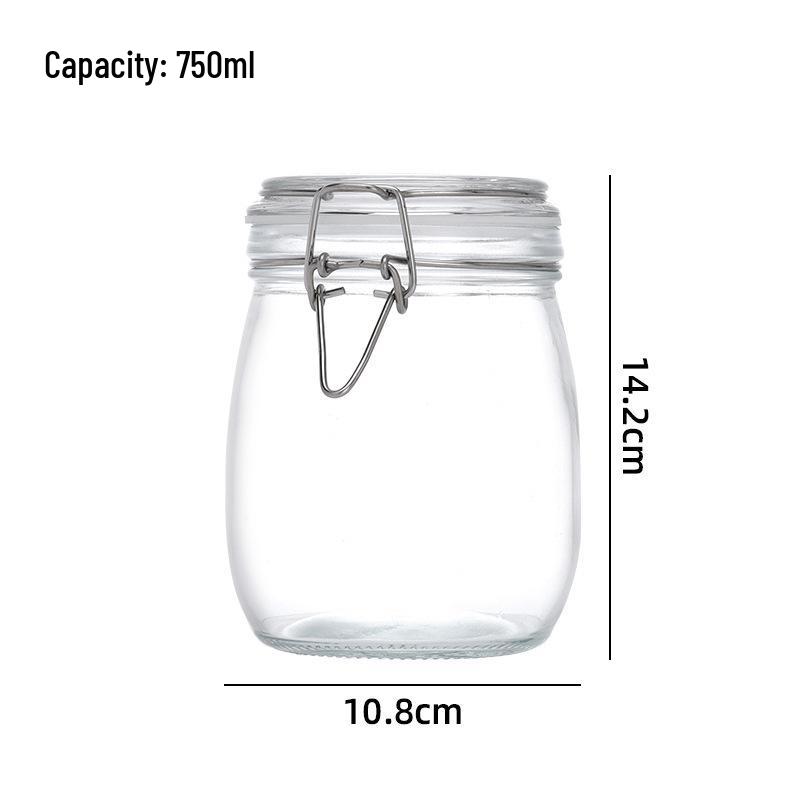 Glass Storage Jar with Stainless Steel Buckle for Tea, Grains, and Cereals