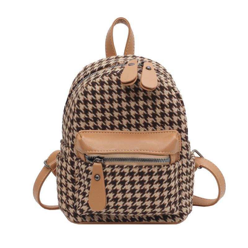 

Маленькая сумка женская осень и зима новая мода высокая мода текстура нишевый рюкзак мини клетчатый рюкзак хаки