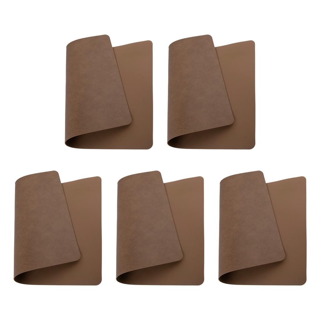 Leather Washable Placemats Set of 5 Non Slip Heat Resistant Table Mats