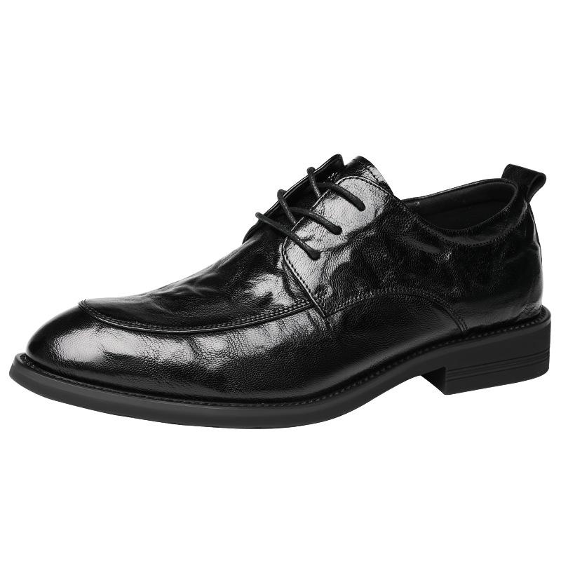 Neue Wenzhou Lederschuhe Herren Echtleder Britischer Stil Herrenschuhe Innenerhöhung Businesskleid Übergröße Hochzeit Derby Schuhe Herbst