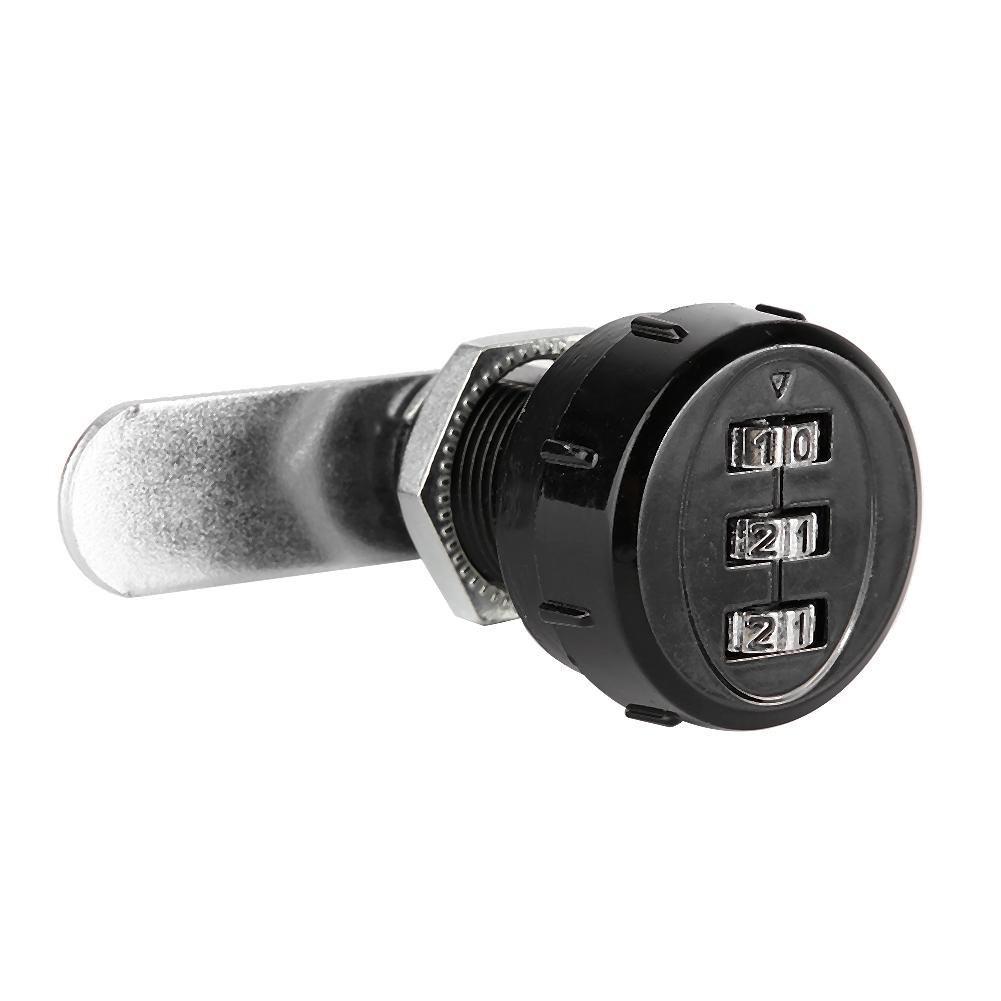 2pcs 3-Digit Zinc Alloy Mechanical Password Lock for Cabinet Wardrobe Mail Box Black20mm/0.79in