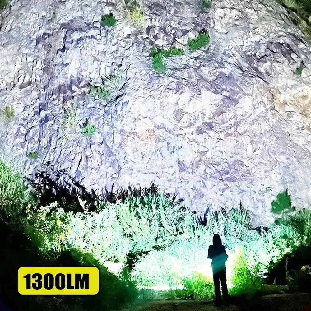 High Power LED Flashlight USB Rechargeable Light Telescopic Zoom Camping Torch with COB Side Light Multifunction Outdoor Lantern