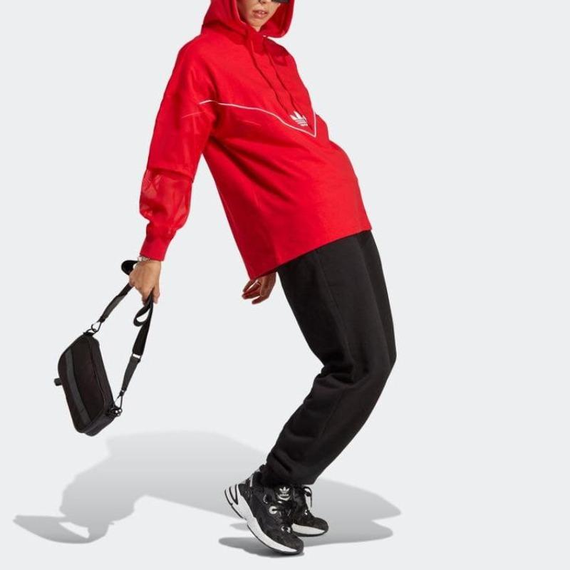 adidas Pantaloni de jogging Originals Trefoil cu logo monocrom, cu talie elastică, pentru femei, negru IA6437