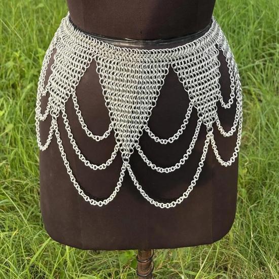 Fashionable Medieval  Butted 9 Mm Chainmail Top With Skirt For Women Birthday Gift