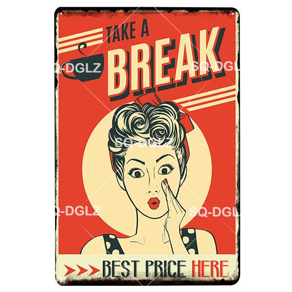 SQDGLZCOFFEE Menu Metal Sign Vintage Plaque Plate Decor For Pub Bar Wall Decor Break Coffee Tin Signs Retro Paris Cafe Poster