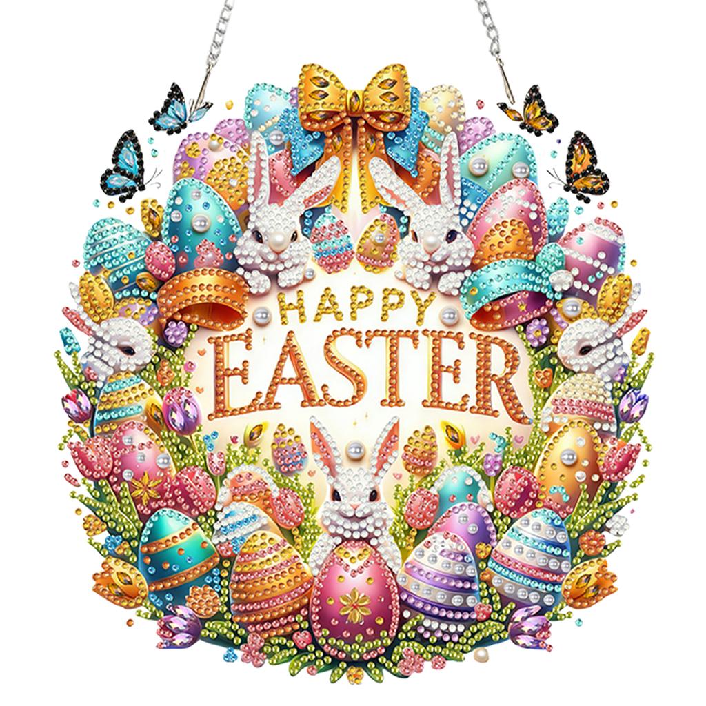 פסח DIY אקרילי שטוח דו-ממדי תלוי ערכות אמנות יהלומים ציור יהלומים תליון אבני חן לקישוט קיר בית גן