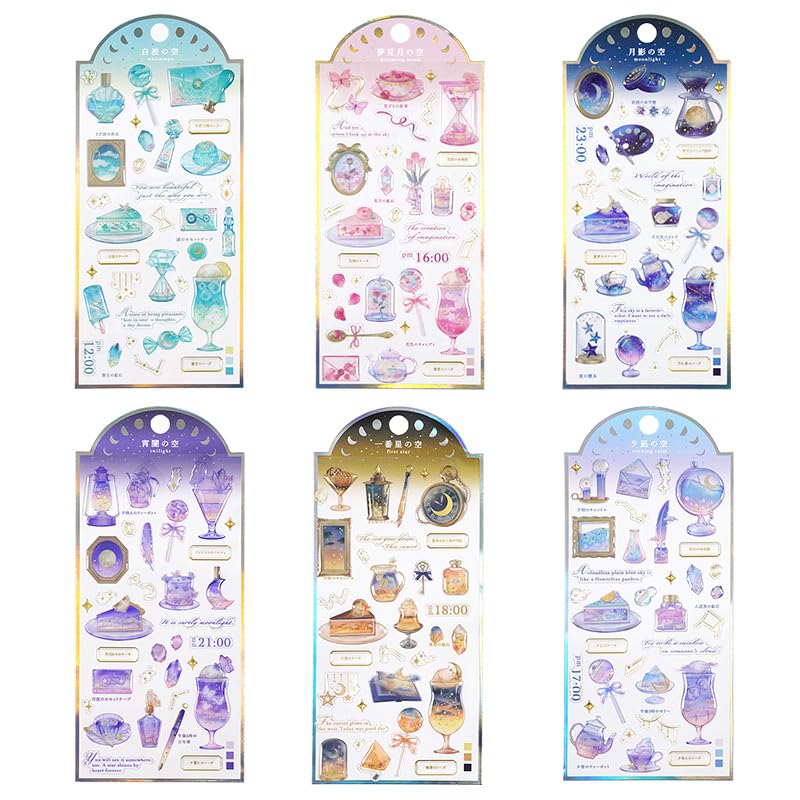 

Magimagi Notebook Sticker Set 6 Types Waterproof Retro Vintage Korean Style Suitable for Notebook Suitcase Laptop Skateboard Car Bicycle 6 Sheets