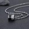 Adjustable Carbon Fiber Pendant Necklace Men Women Geometric Minimalist Long Chain With Removable Bead Titanium Steel