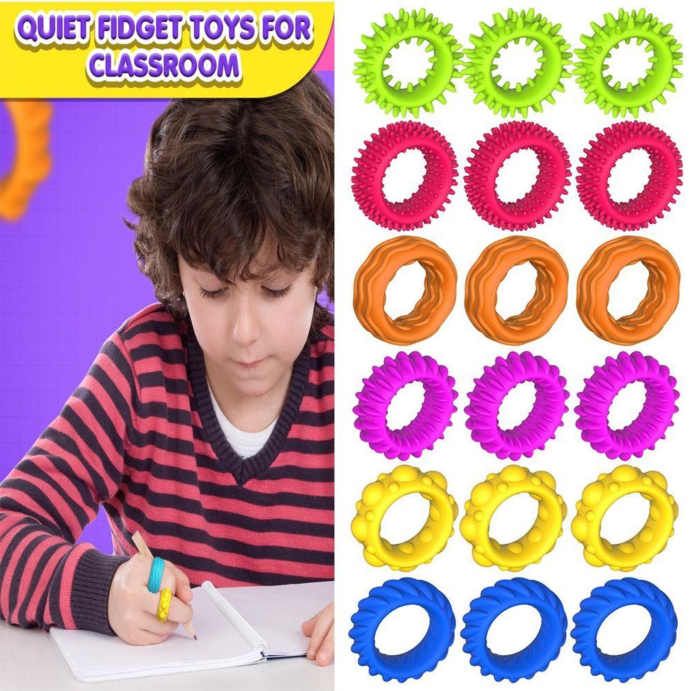 12 pcs/set Stretchy Kids Sensory Rings Decompression Fidget Ring New Fidget Toys  Kids with Autism