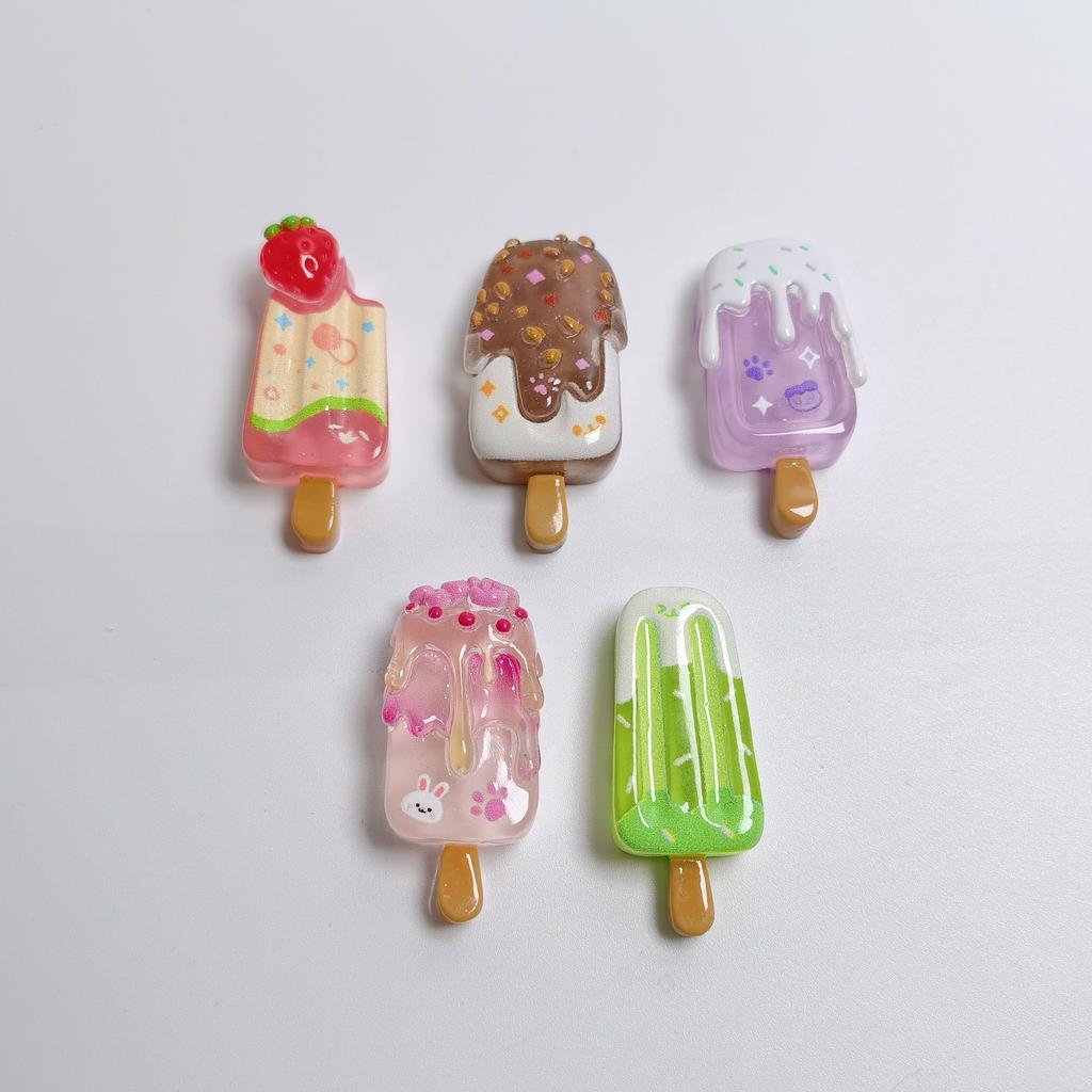 100Pcs 3D Resin Ice Lolly Flatback Resin Charms Assorted No Hole Beads for Scrapbooking DIY Phone Case Jewelry Making Supplies