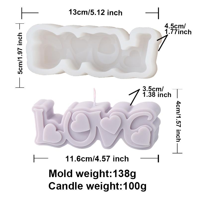 DIY Rose Heart Candle Molds 2D Love Slogan Aromath Soap Resin Mold Chocolate Cake Baking Tool Valentine's Day Decoration Gifts