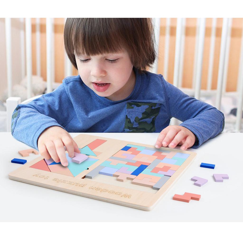 Buy Montessori Wooden Puzzle Board Colorful Baby Early Learning ...