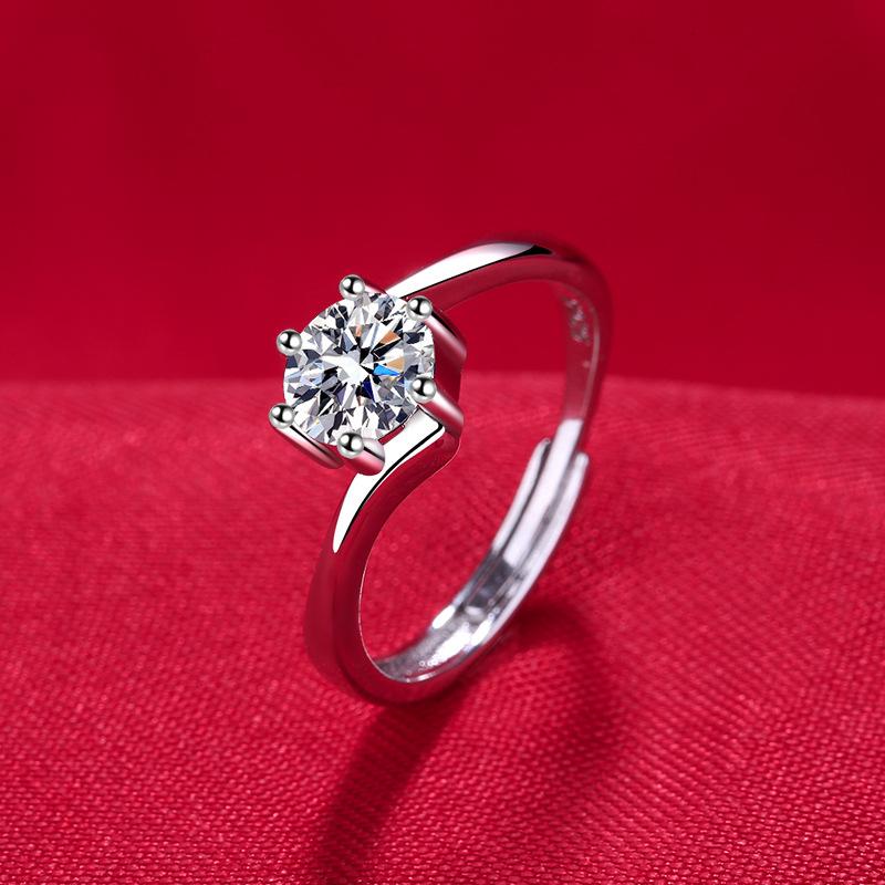 925 Silver Ring Heart AAA Zircon Open Adjustable Engagement For Women Wedding Fashion Jewelry Party Gifts