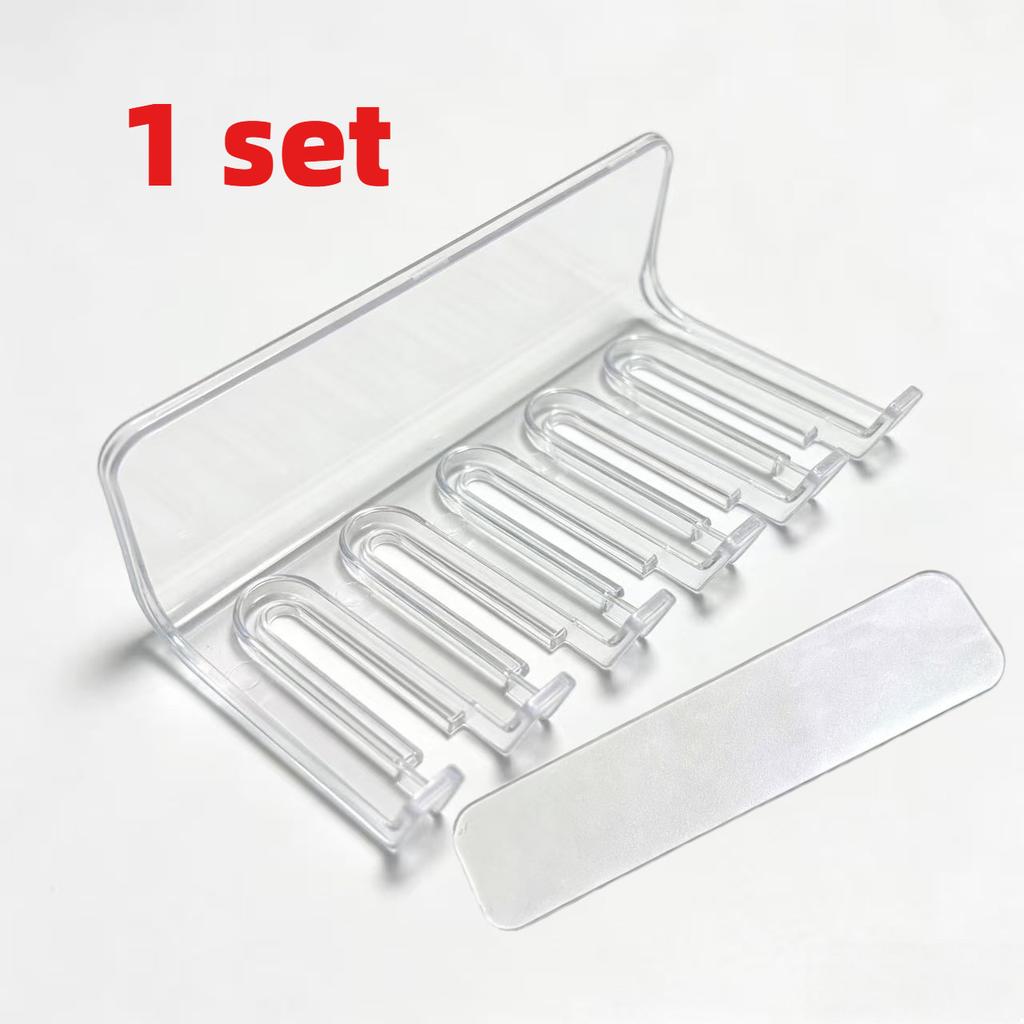 1 Set of No-Drill Wall-Mounted Spice Bag Racks -Organizer for Sauce And Spice Bags,Transparent Multi-Compartment Design