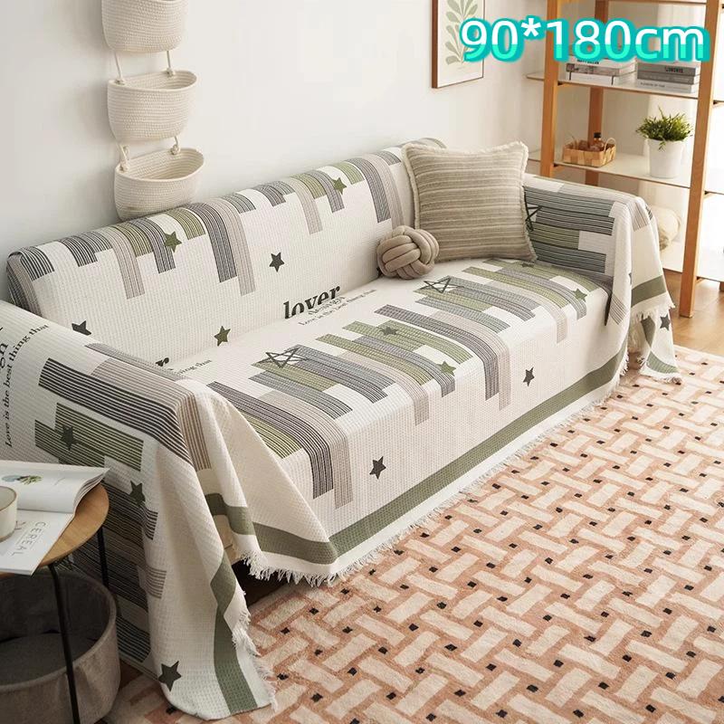 Polyester Cotton Sofa Cover Geometric Striped Star Pattern For Living Room Decor Pet Furniture Protection