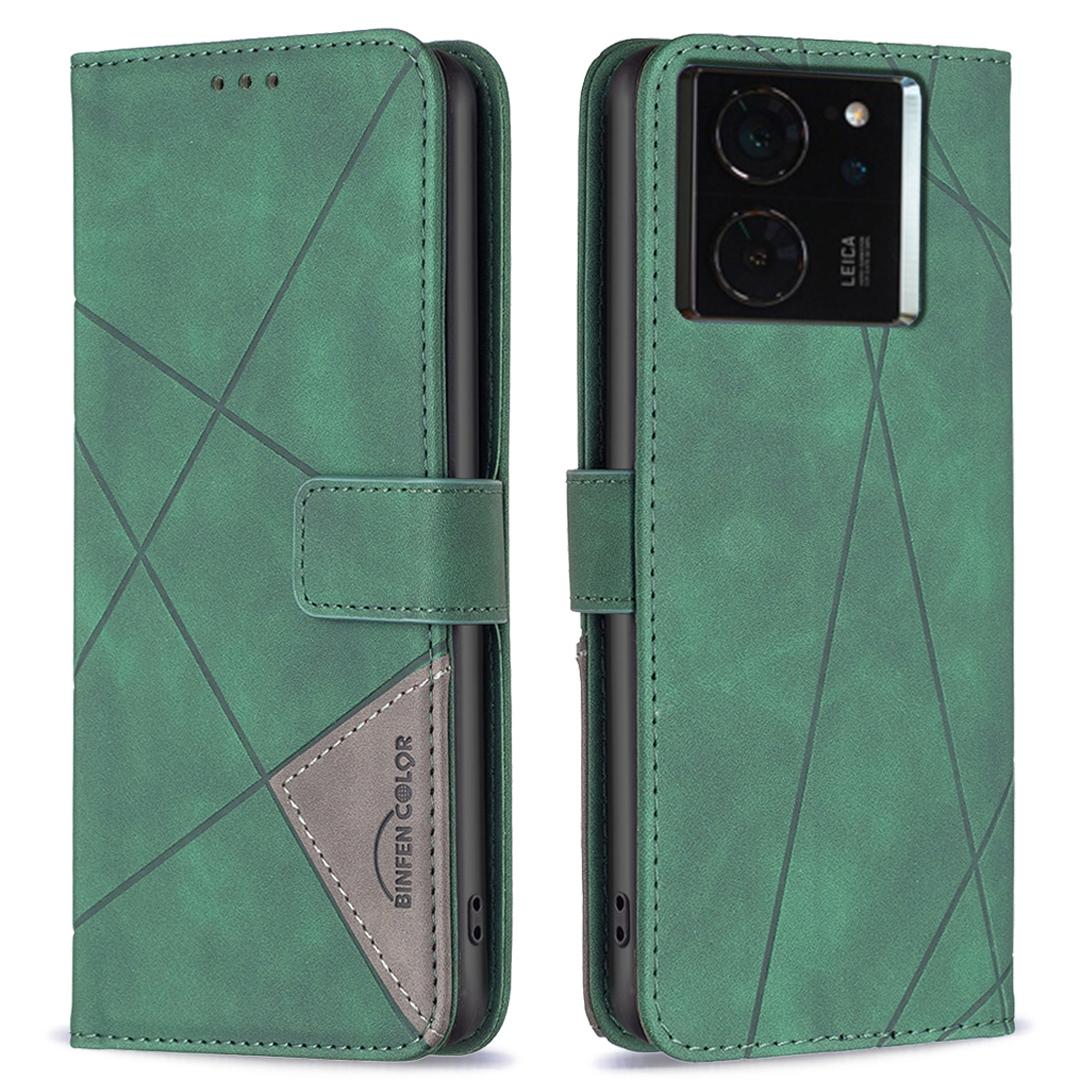 

BINFEN COLOR For Xiaomi 14T Pro Phone Cases Wallet Stand Geometry Imprint Leather Cover B