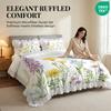 Small Fresh Lotus Leaf Lace Pink Quilt Set Washed Cotton Four Piece Set