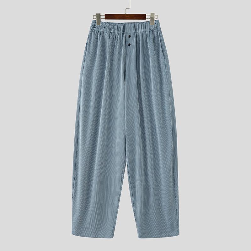 INCERUN Men Elastic Waist Striped Print Casual Loose Harem Pants Trousers with Pocket