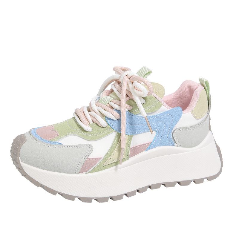 

Новые женские весенние студенческие спортивные кроссовки для бега в стиле «папины кроссовки» толще 40 розовый