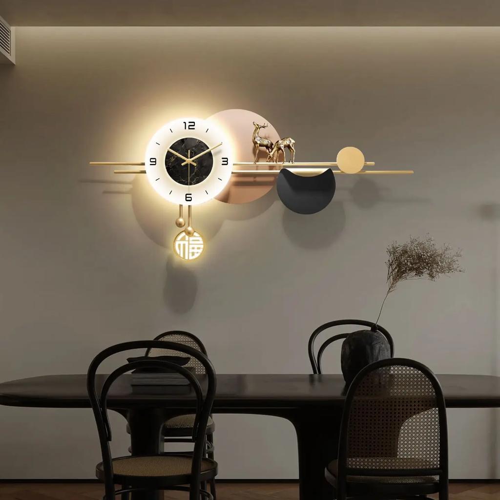 Light luxury style clock wall mounted restaurant clock high-end creative living room silent wall mounted clock