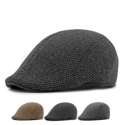 Middle-Aged Thick Warm Cap Men Autumn Winter Woolen Peaked Cap British Newsboy Caps for Men Beret