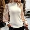 Women's Half Turtleneck Long-sleeved Sequined Patchwork Knitted Top