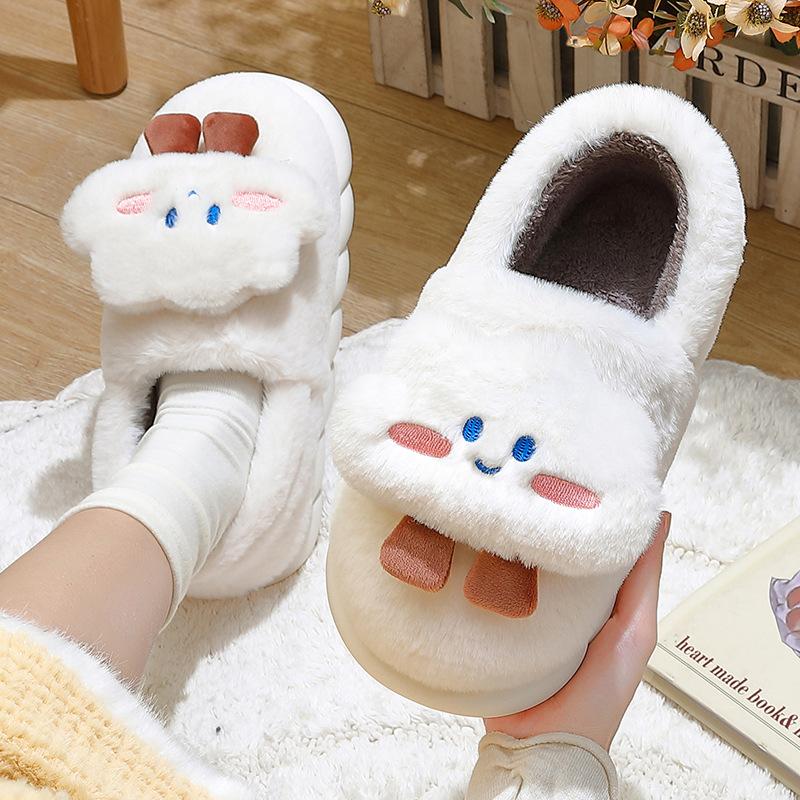 Cute Cloud Bag and Cotton Slippers Autumn and Winter Home Indoor Plush Warm Thick-soled Plush Slippers