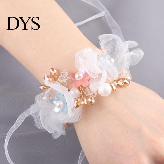 Wrist Corsage Elegant Comfortable Touch Anti-Wear Bride Bridesmaid Bracelet Flower for Wedding Engagement