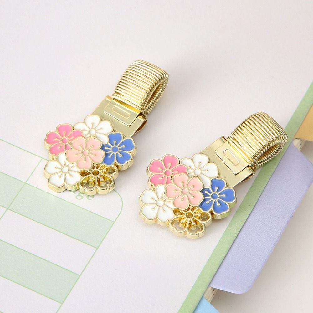 Retro Metal Pen Holder Flower Journal Clip Portable Paper Fix Clips  Student