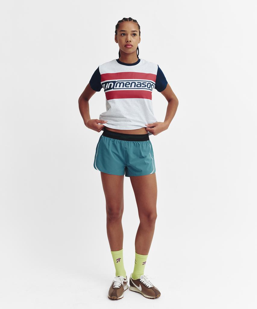 Minasu Menasoo Run Logo Short Sleeve T Shirt_White Melange