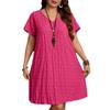 New Solid-color V-neck Loose Short-sleeved Dress for Women's Spring and Summer