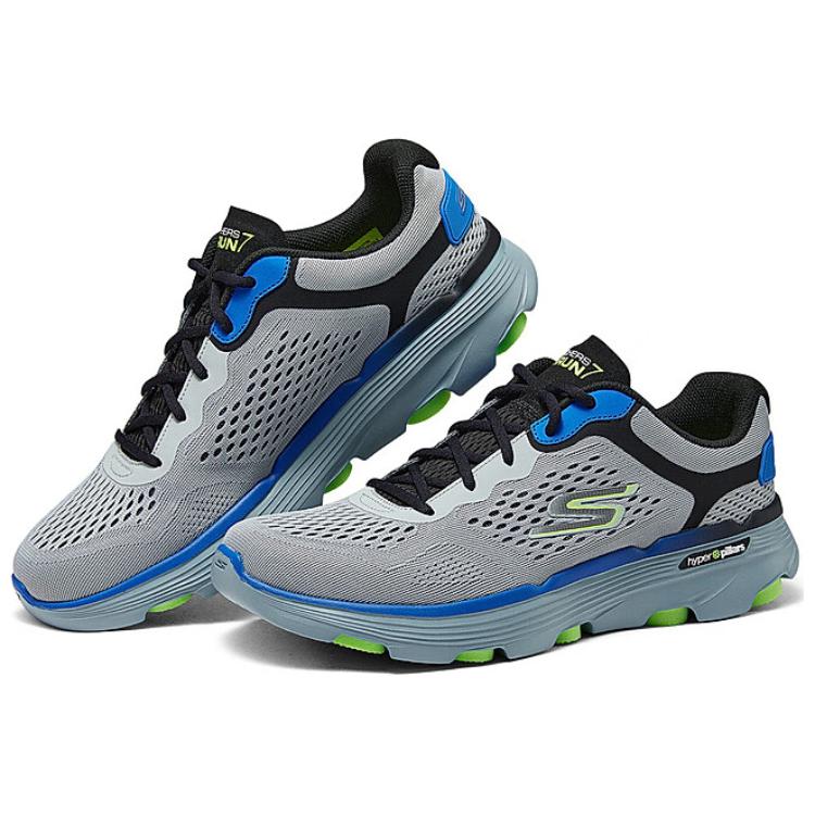 Skechers Go Run 7.0 Comfortable Versatile Breathable Low-Top Casual Running Shoes Men Sneaker Gray Blue 220644-GYBL