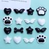 20 Pcs Cartoon Black And White Peach Hearts, Cat Claws Resin Scrapbook Diy Decorative Hair Clip, Pendant Jewelry Parts A67