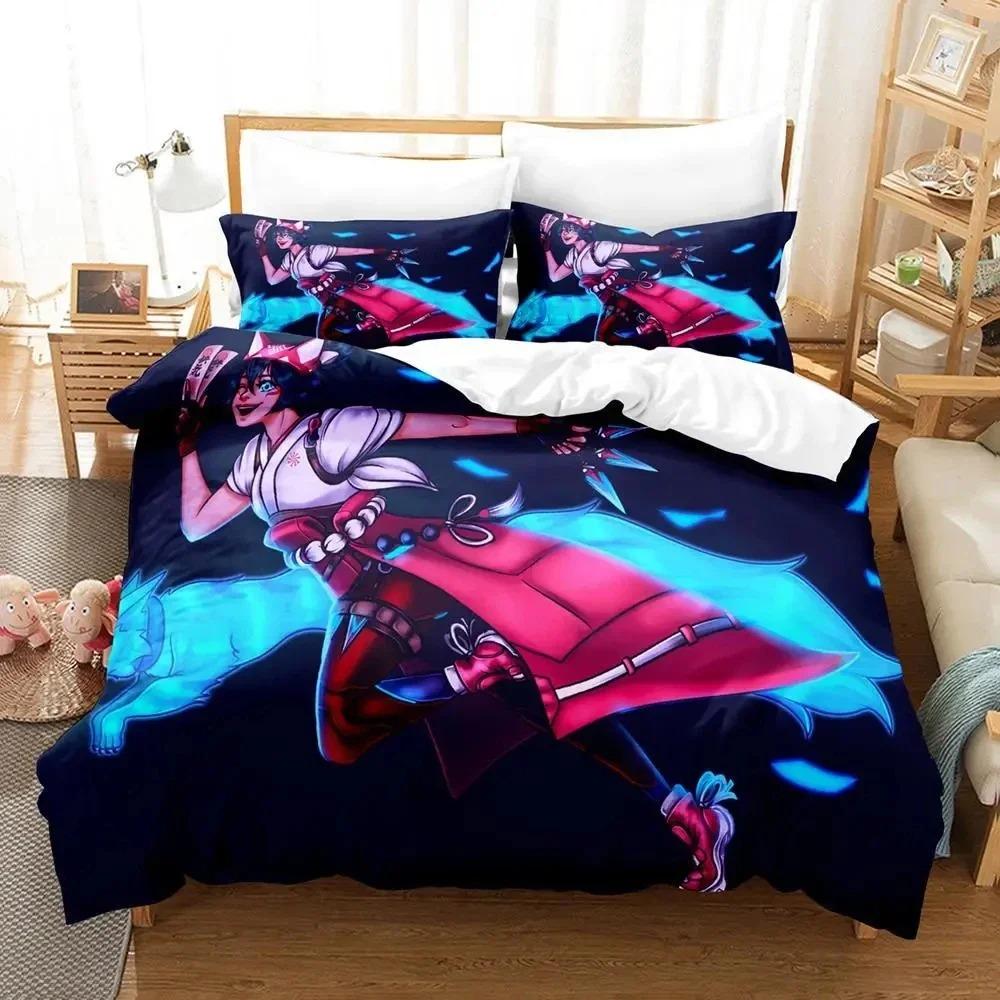 3D Print Kiriko Heads Overwatch 2 Bedding Set Duvet Cover Bed Set Quilt Cover Pillowcase Comforter king Queen Size Boys Adult